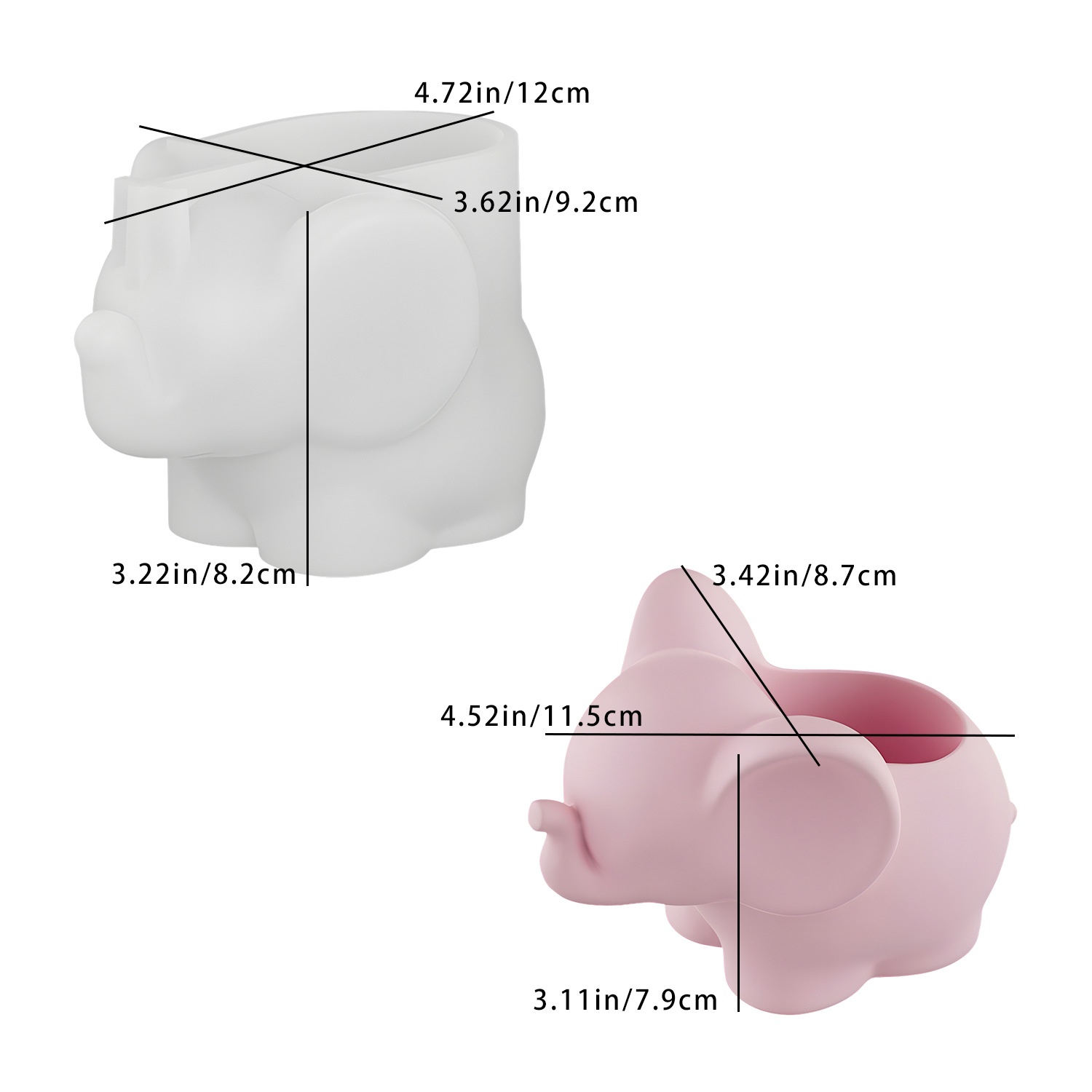 Case With Pencil Holder - Cetakan Resin Tempat Penyimpanan Bentuk Gajah